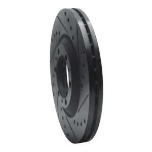 Acura SLX Brake Rotor (1) - Front Right - R1 Concepts - Drilled & Slotted - Black - `92-`02